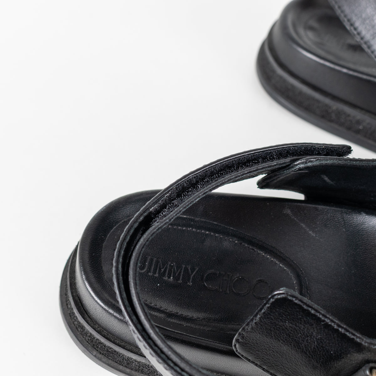 Jimmy Choo Black Leather Elyn Flat Sandal
