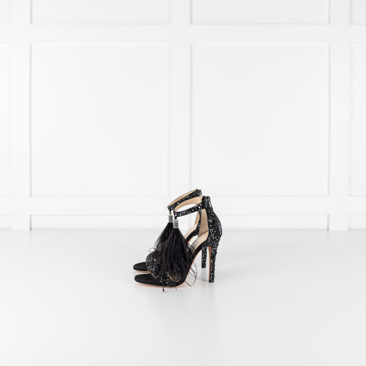 Jimmy Choo Viola 110 Black Jewelled Heels