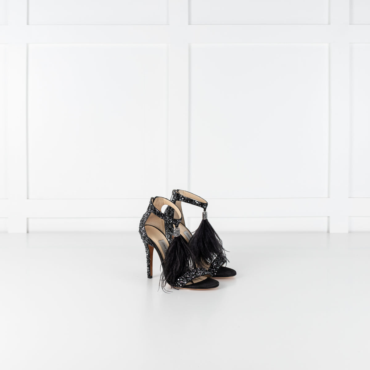 Jimmy Choo Viola 110 Black Jewelled Heels