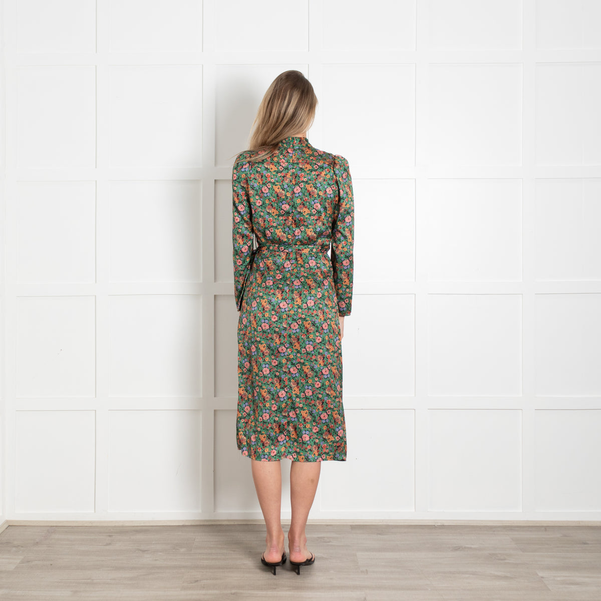 Sandro Green Floral Dress With Wrap Front