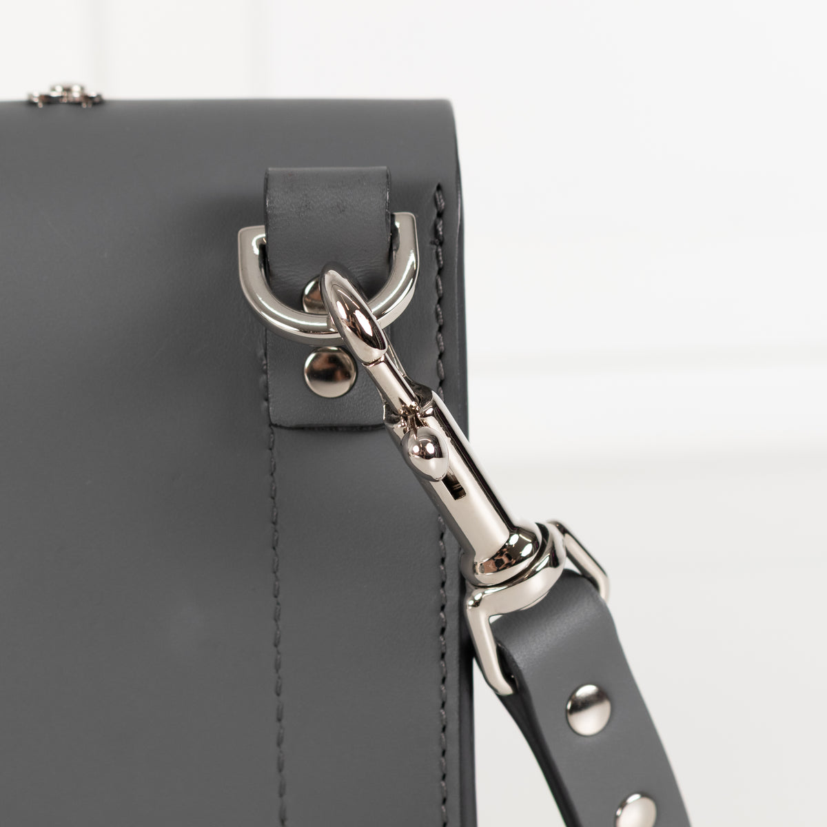 Sophie Hulme Grey Leather Silver Heart Stud Crossbody Envelope Bag