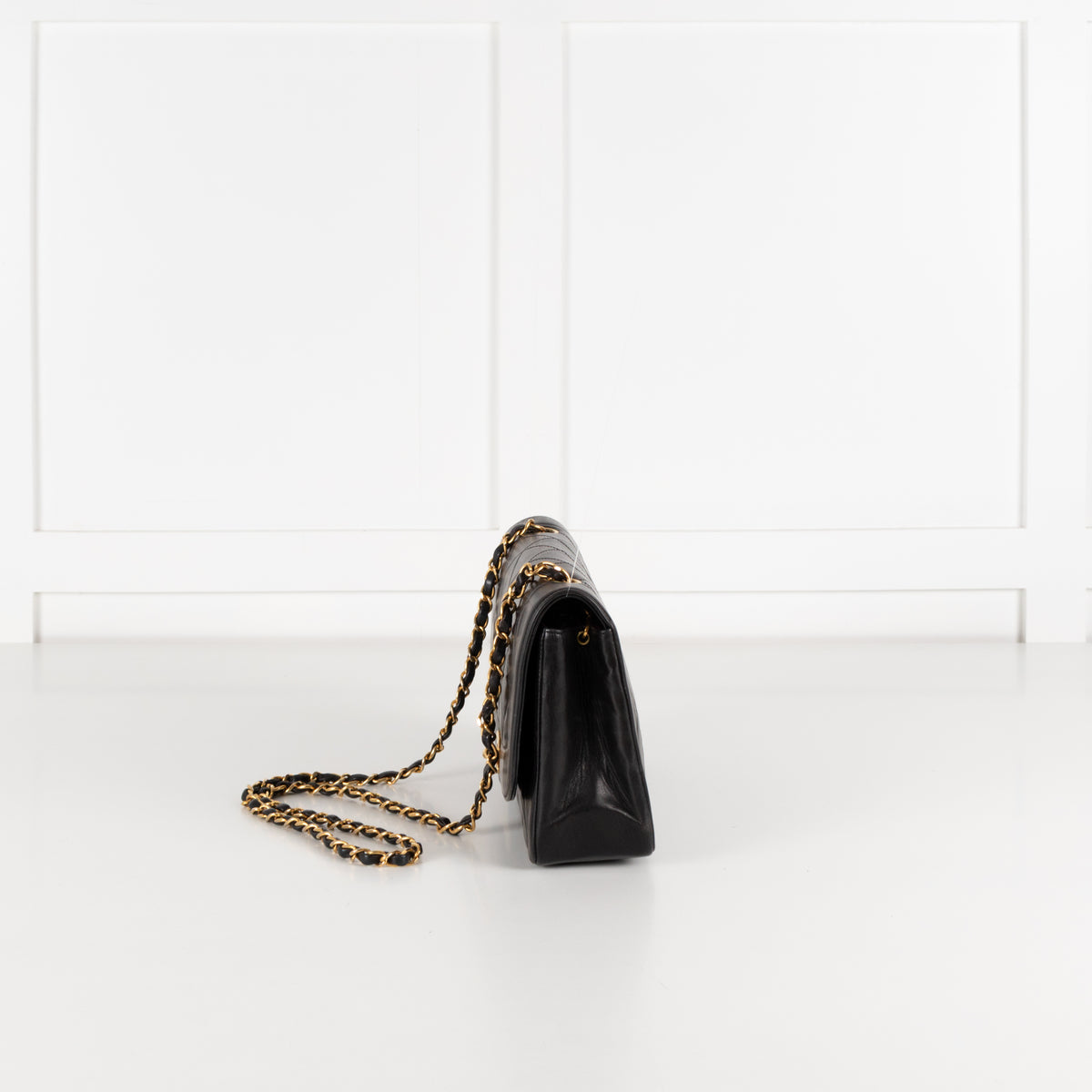 Chanel Medium Diana Matelasse Lambskin Chain Shoulder Bag in Black