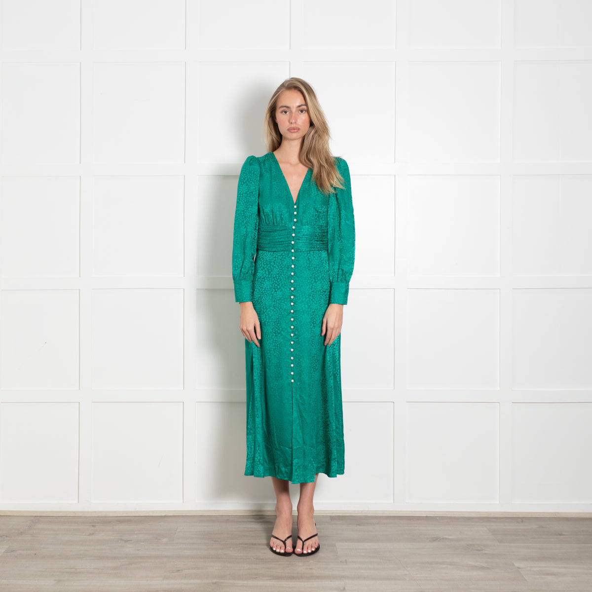 Olivia Rubin Green Dress With Pearl Buttons