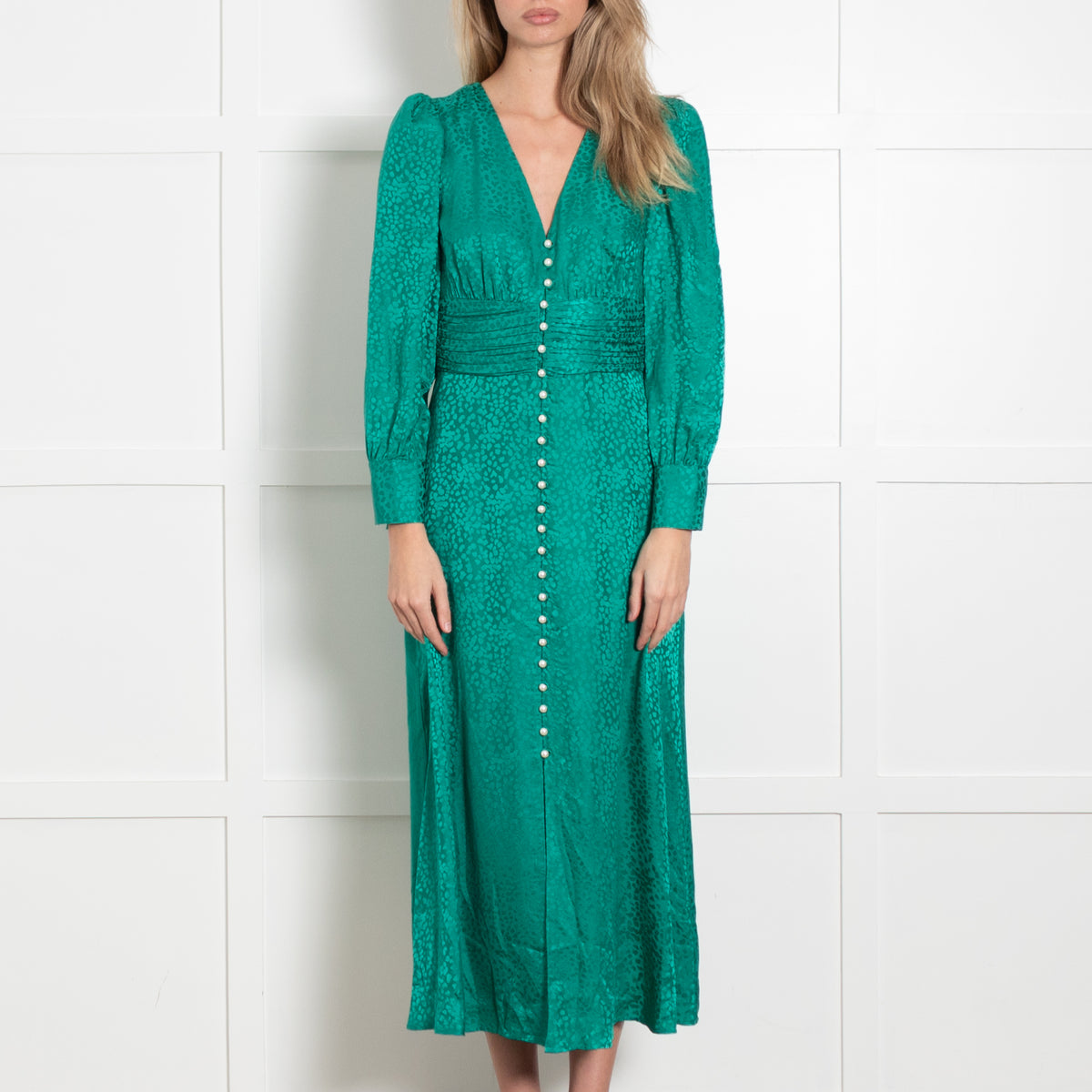 Olivia Rubin Green Dress With Pearl Buttons