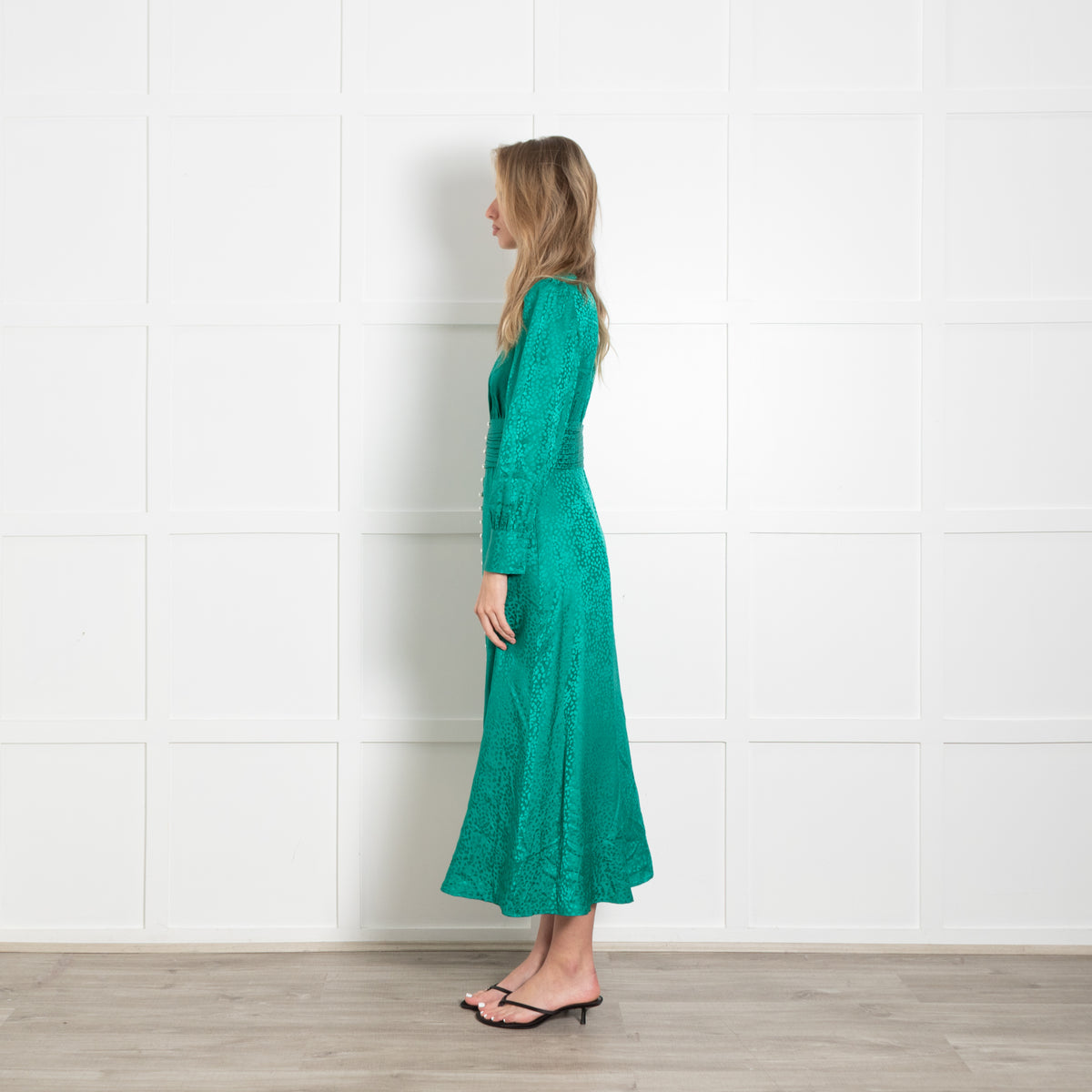 Olivia Rubin Green Dress With Pearl Buttons