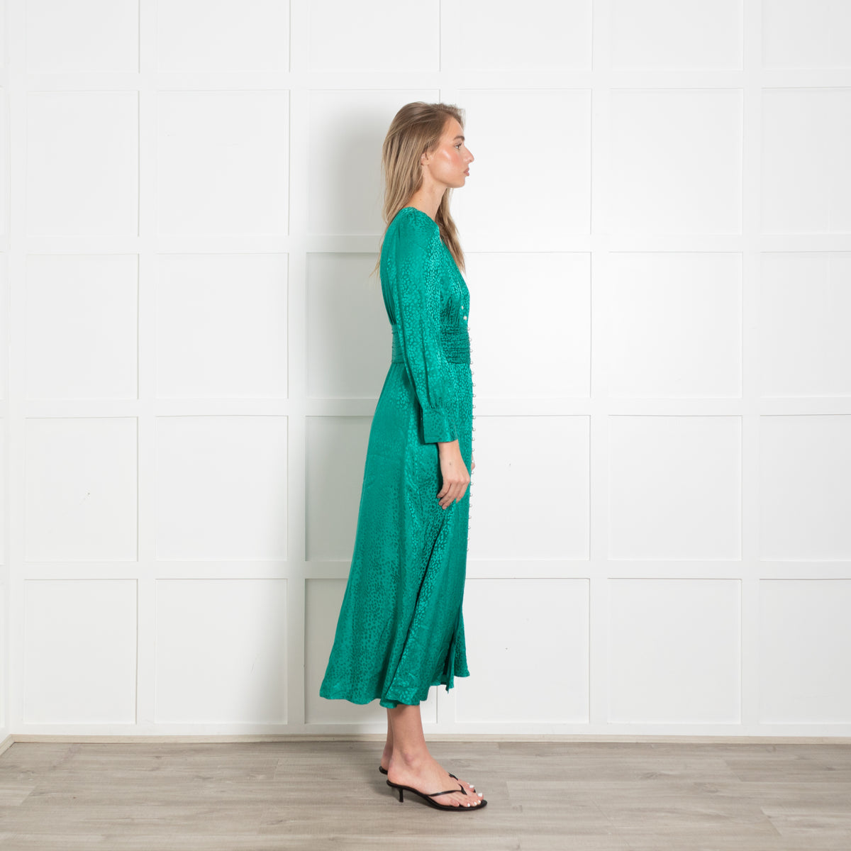 Olivia Rubin Green Dress With Pearl Buttons