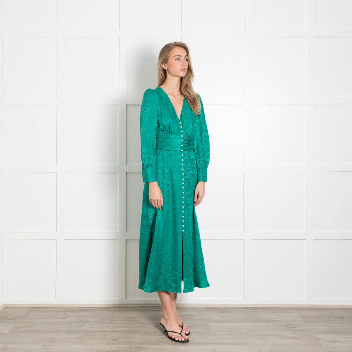Olivia Rubin Green Dress With Pearl Buttons