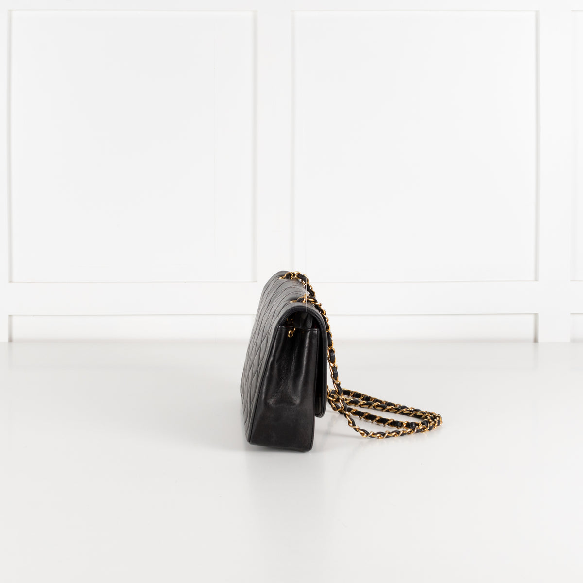 Chanel Medium Diana Matelasse Lambskin Chain Shoulder Bag in Black