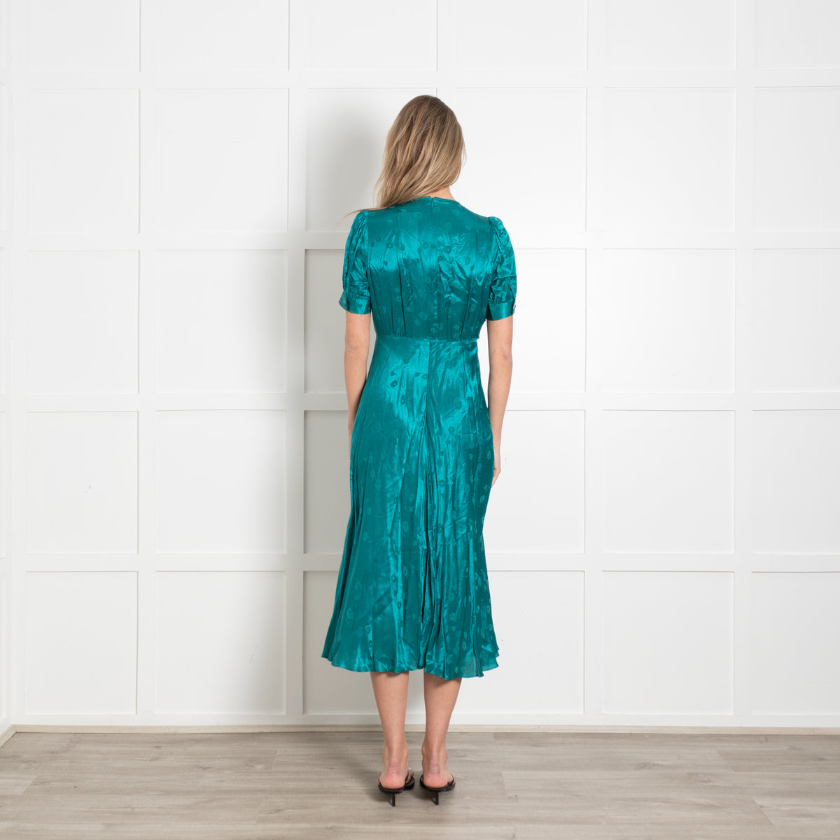 The Kooples Teal Dress With Green Beaded Buttons