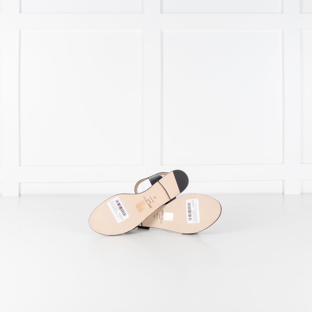 Jimmy Choo Black Leather City Sandal with Jewelled Toe