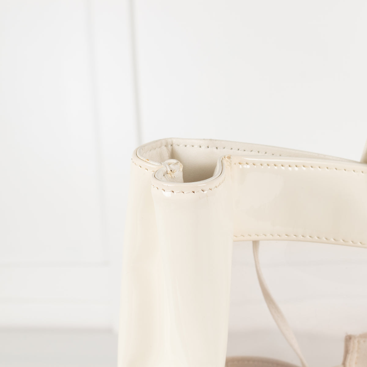 Chanel Cream Vinyl Tote with CC Logo