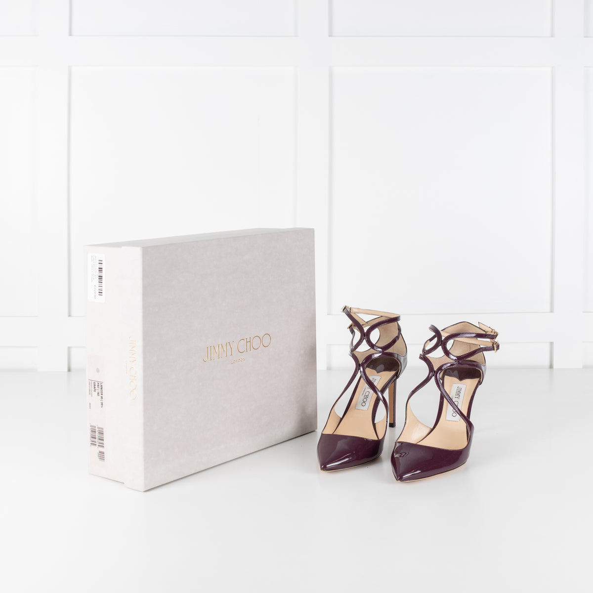 Jimmy Choo Grape Patent 85mm Lancer Heels