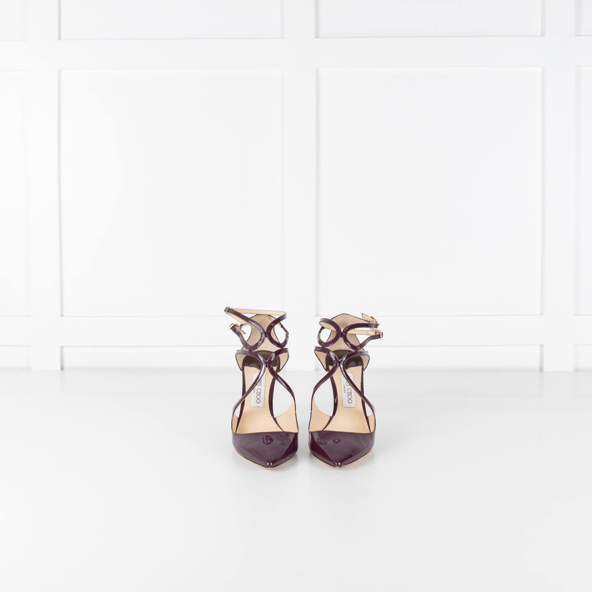Jimmy Choo Grape Patent 85mm Lancer Heels