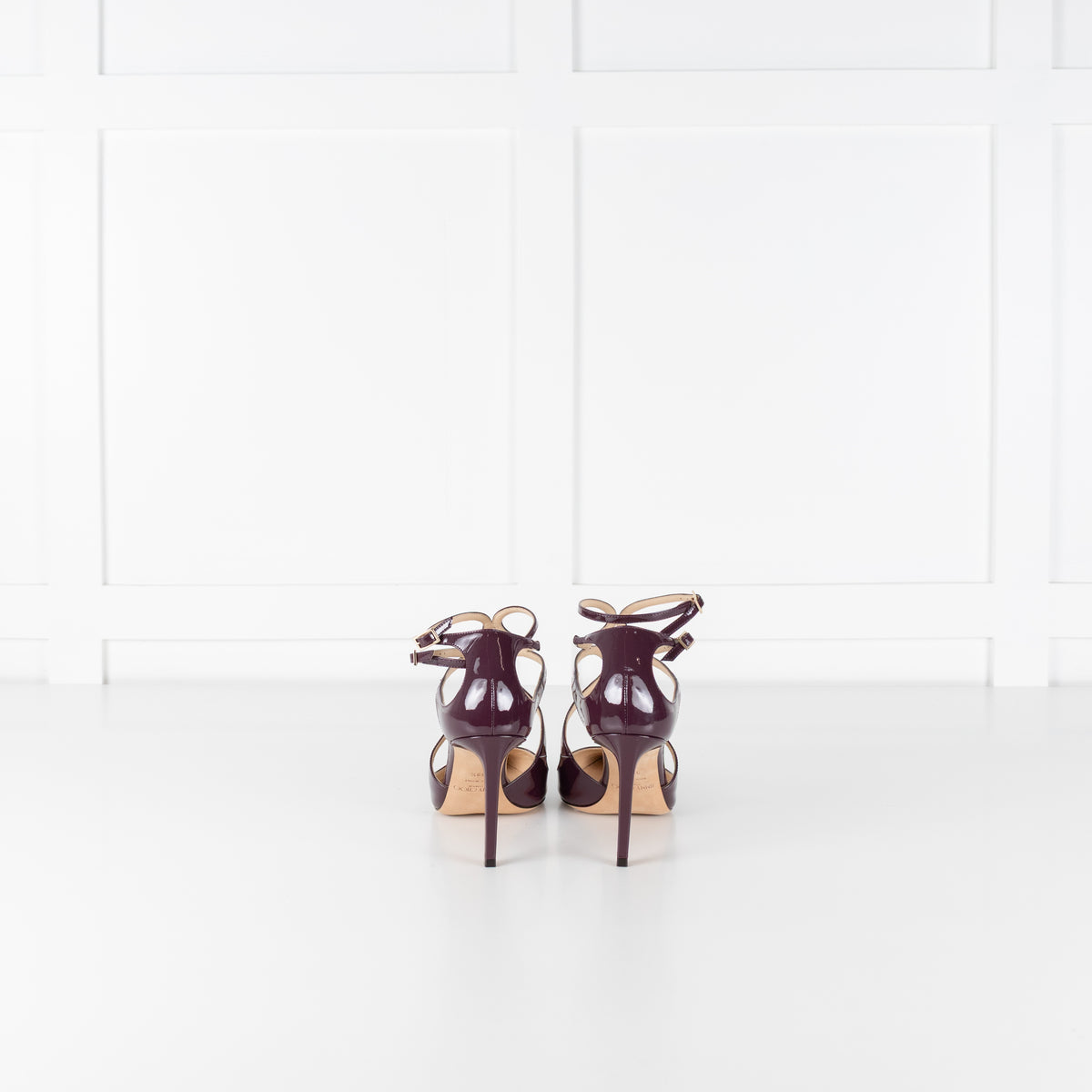 Jimmy Choo Grape Patent 85mm Lancer Heels