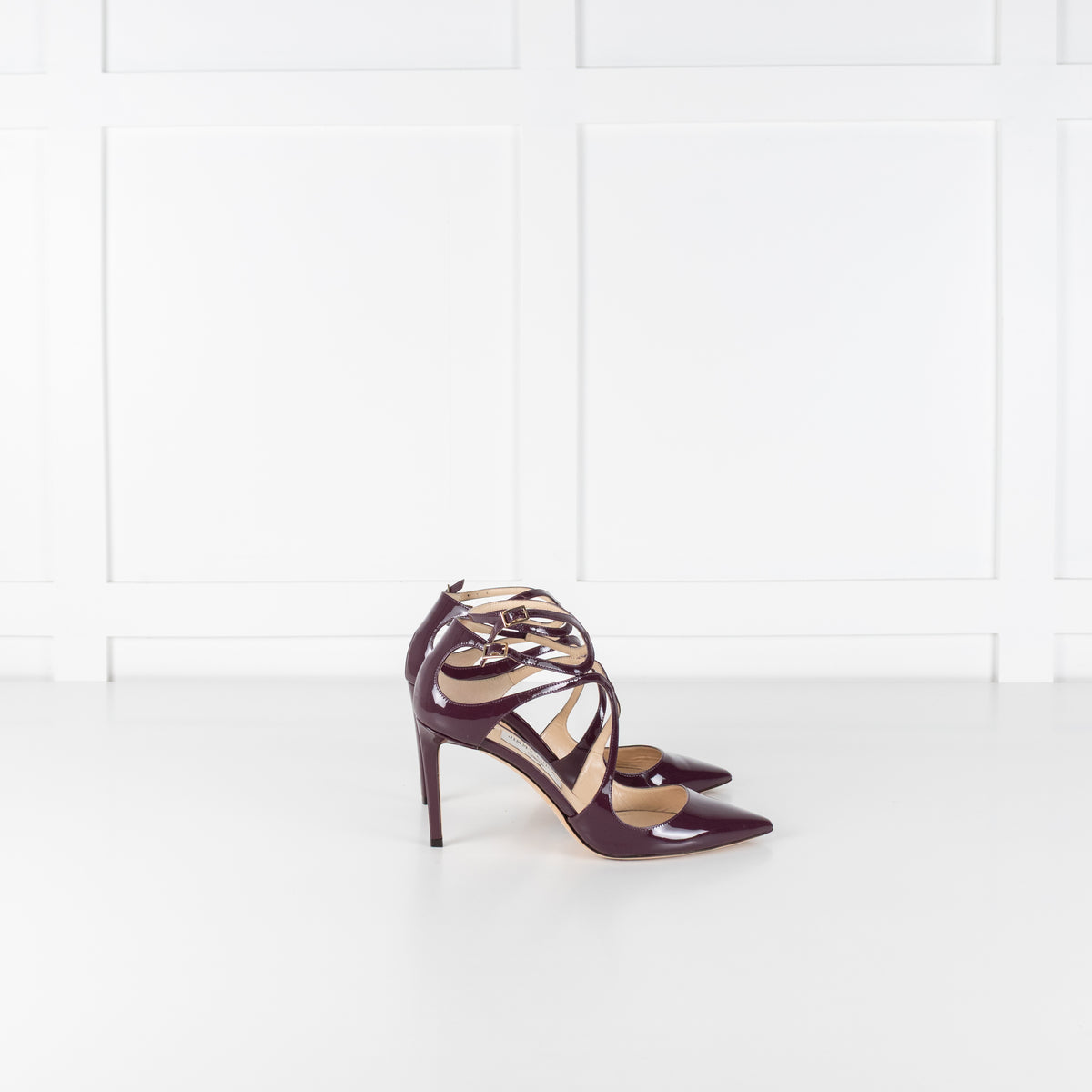 Jimmy Choo Grape Patent 85mm Lancer Heels