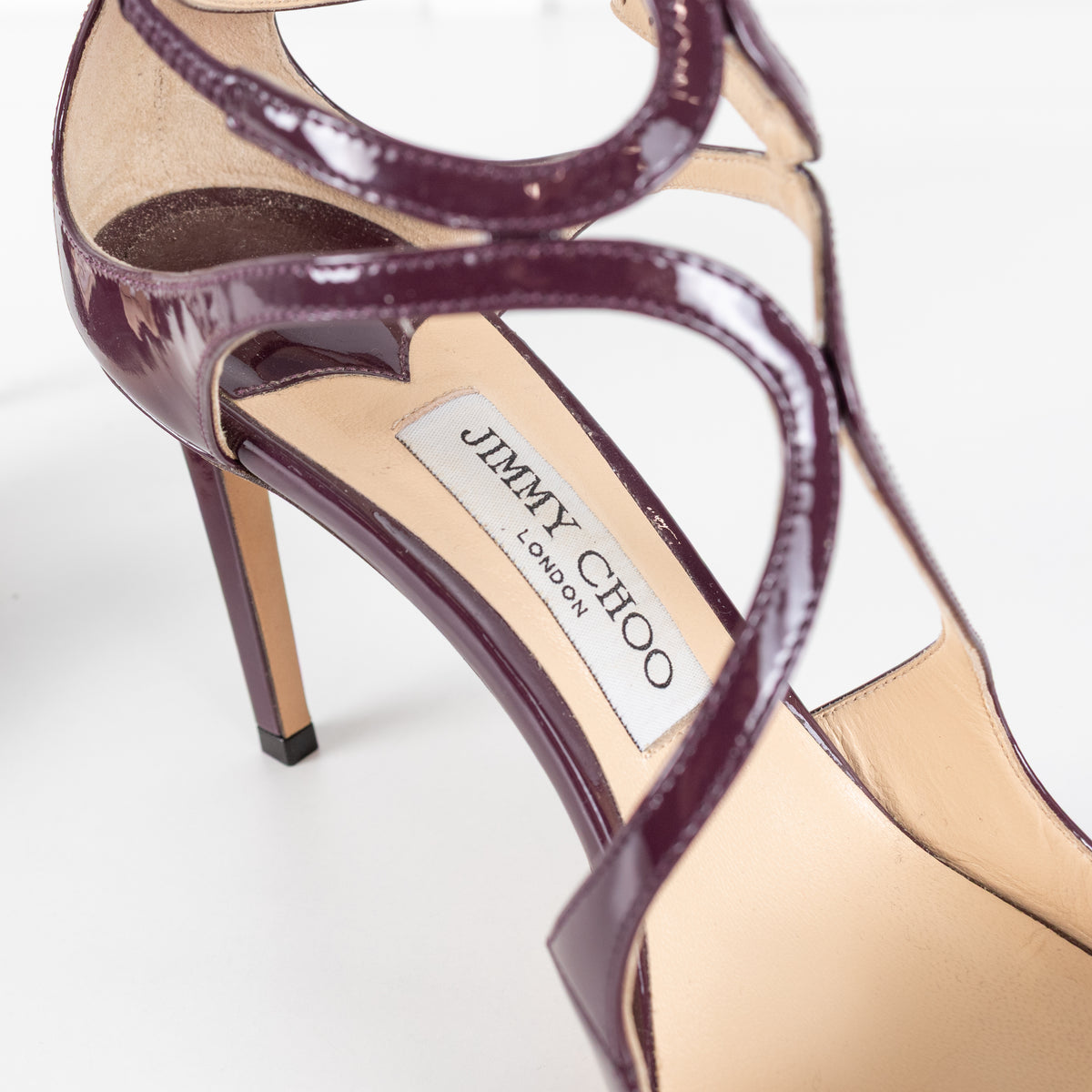 Jimmy Choo Grape Patent 85mm Lancer Heels