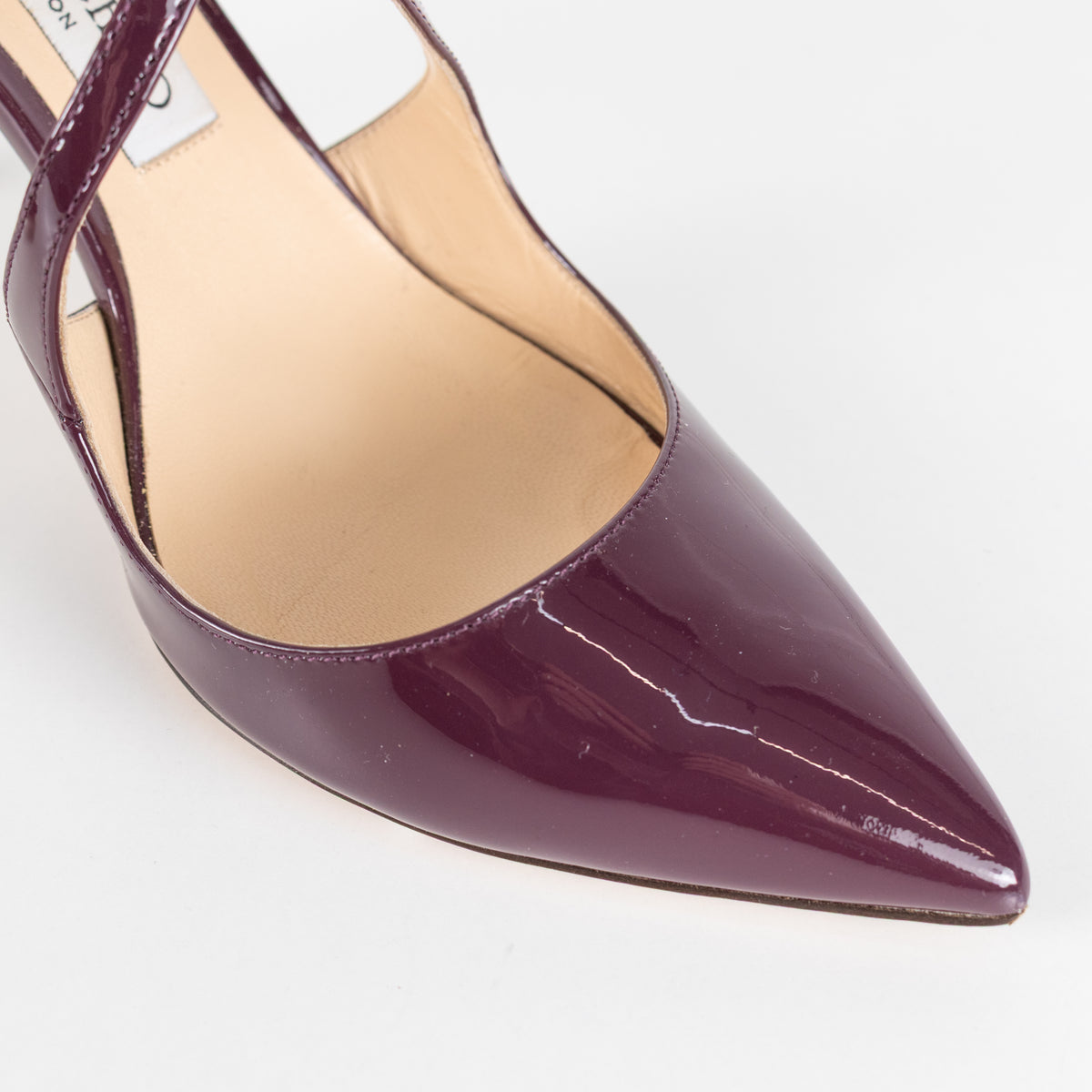 Jimmy Choo Grape Patent 85mm Lancer Heels