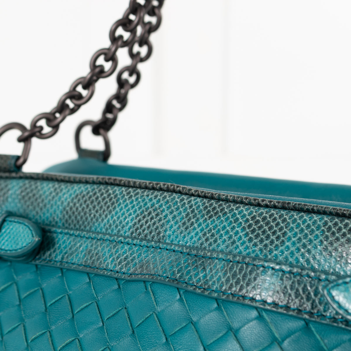 Bottega Veneta Turqouise Intrecciato Shoulder Bag