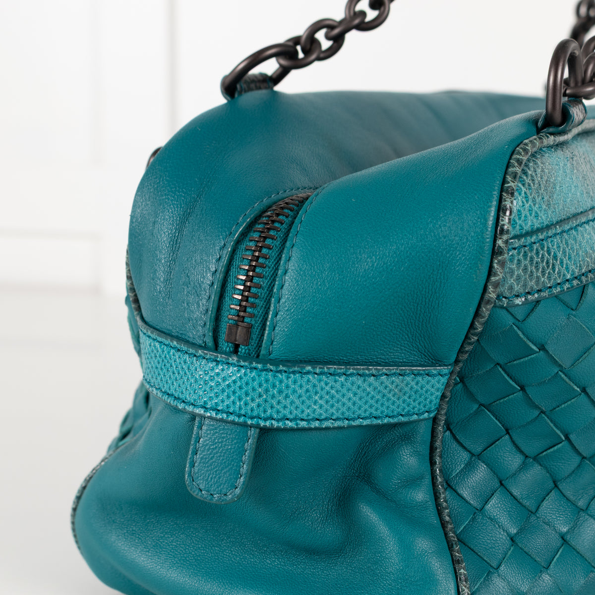 Bottega Veneta Turqouise Intrecciato Shoulder Bag