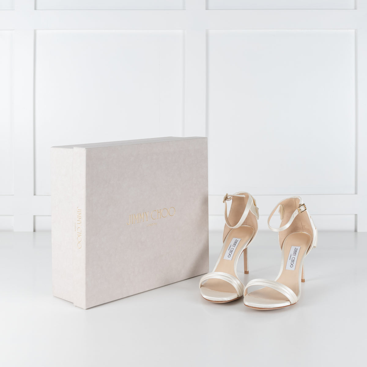 Jimmy Choo Ivory Satin Kerry 85 Shoe