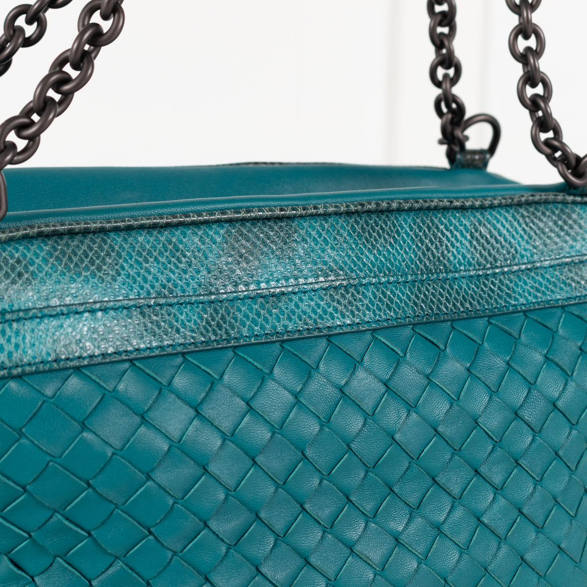 Bottega Veneta Turqouise Intrecciato Shoulder Bag