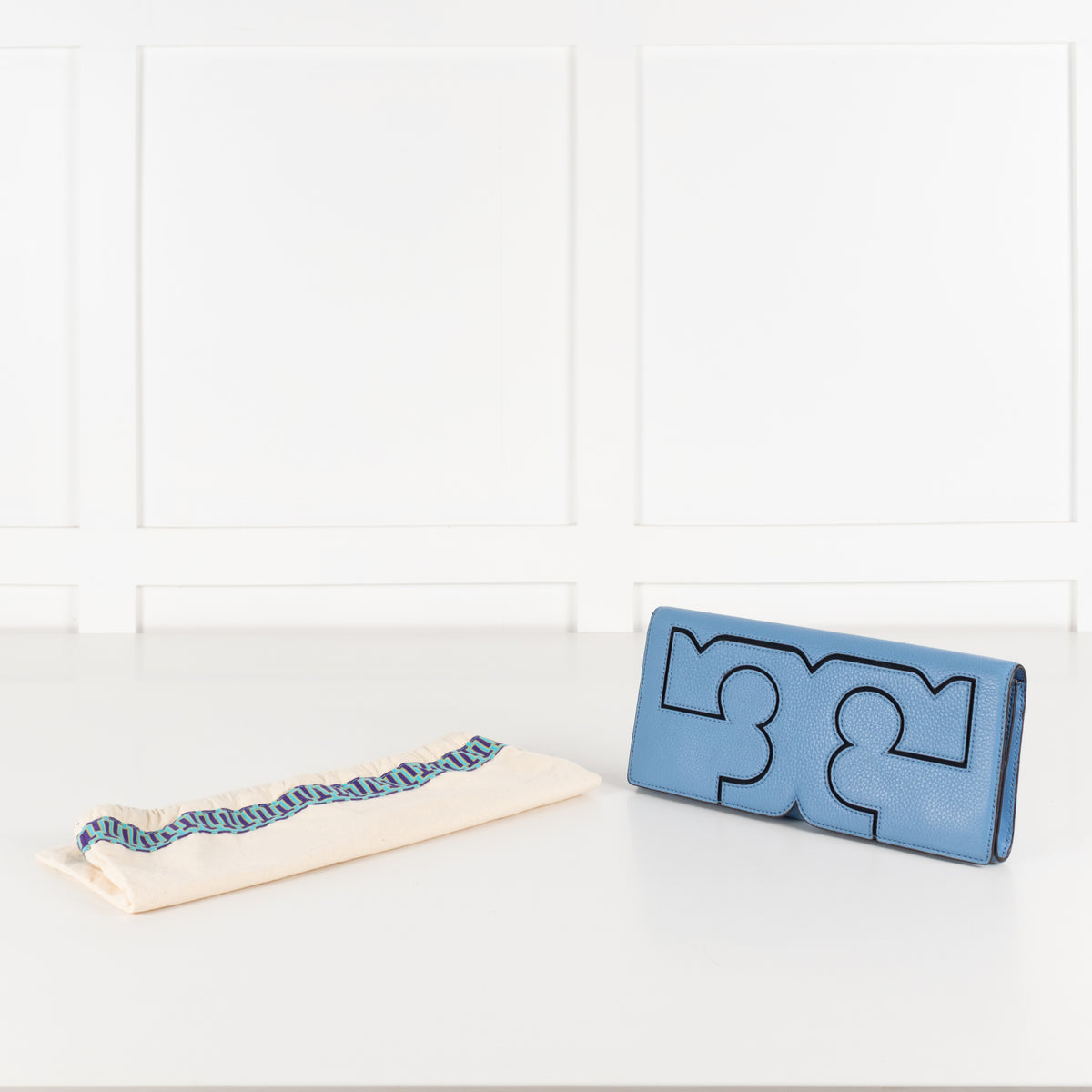 Tory Burch Blue Serif Clutch Bag