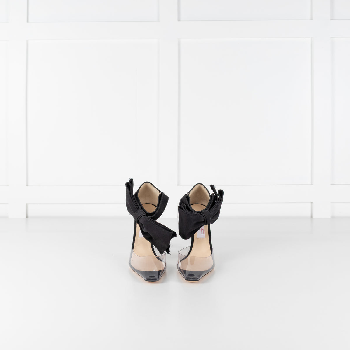 Jimmy Choo x Ashley Williams Black Glinda Grosgrain Bow Perspex Heels