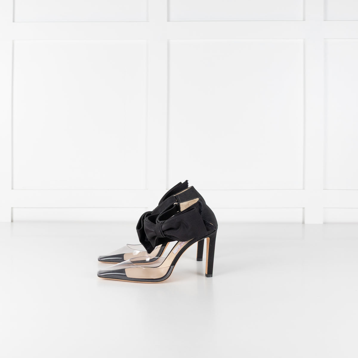 Jimmy Choo x Ashley Williams Black Glinda Grosgrain Bow Perspex Heels