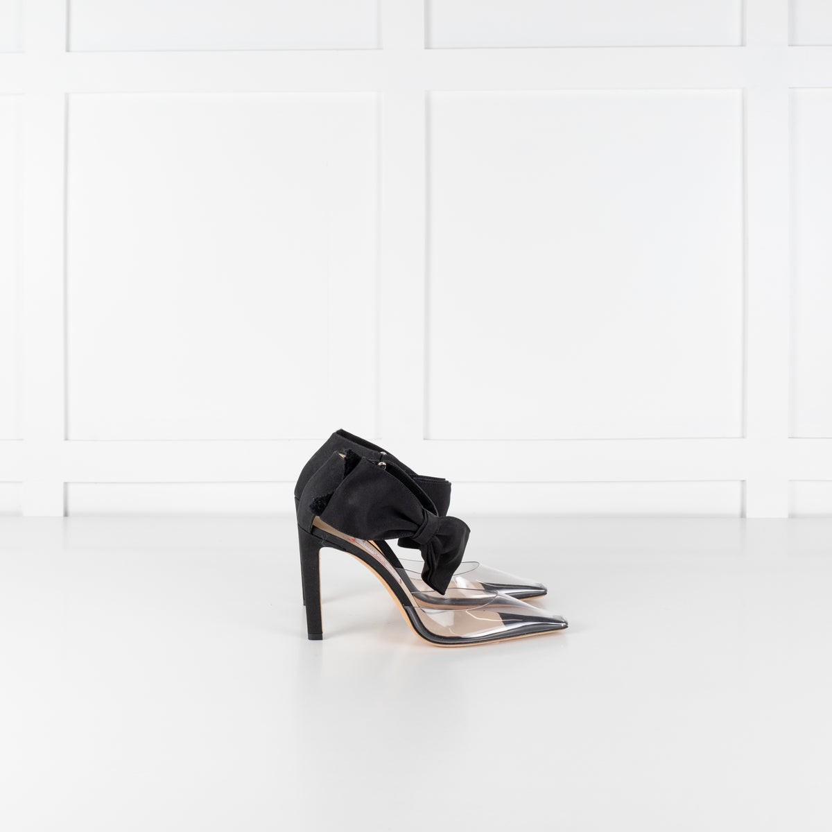 Jimmy Choo x Ashley Williams Black Glinda Grosgrain Bow Perspex Heels