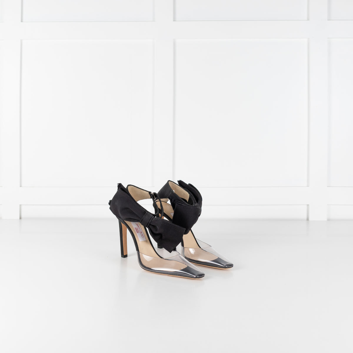 Jimmy Choo x Ashley Williams Black Glinda Grosgrain Bow Perspex Heels