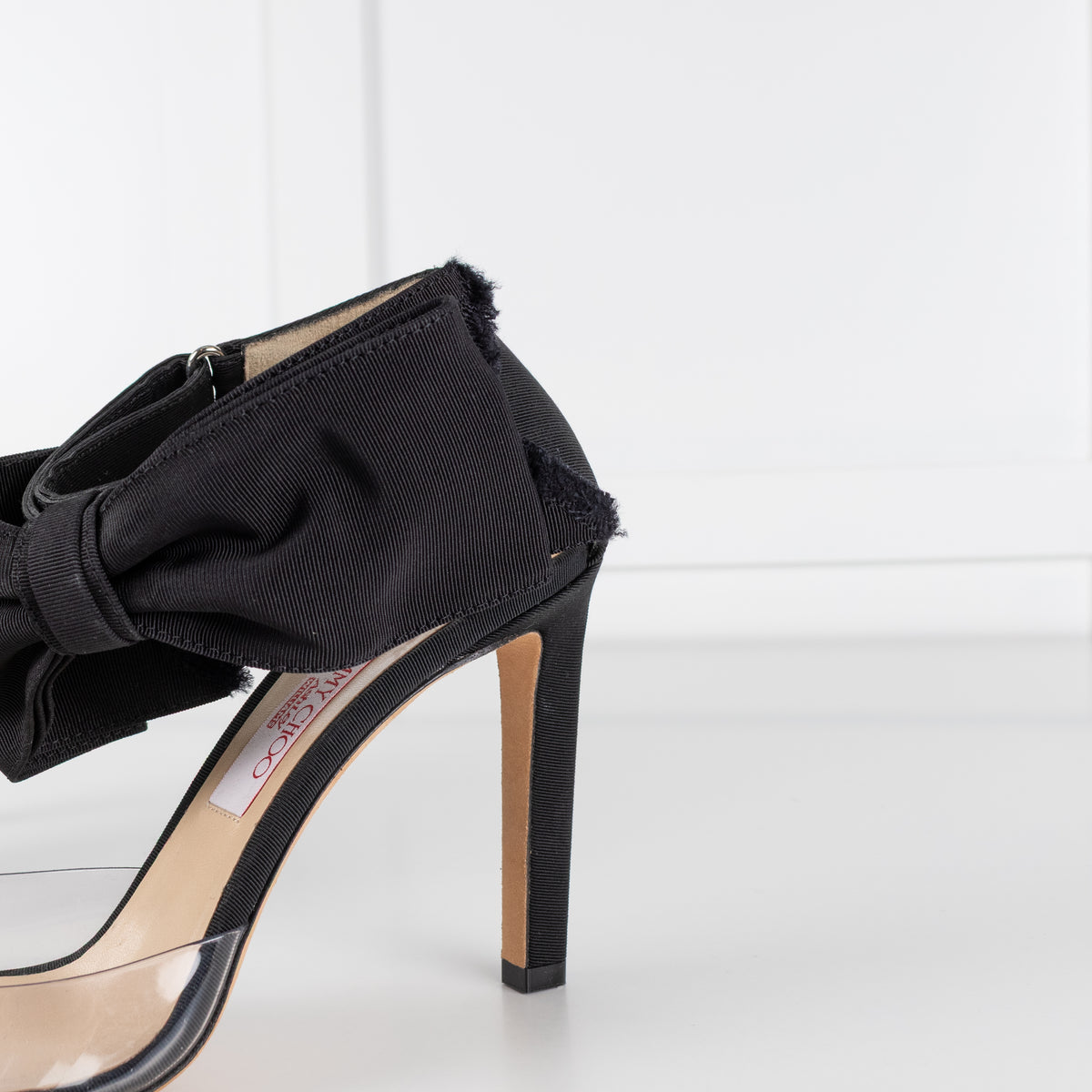 Jimmy Choo x Ashley Williams Black Glinda Grosgrain Bow Perspex Heels