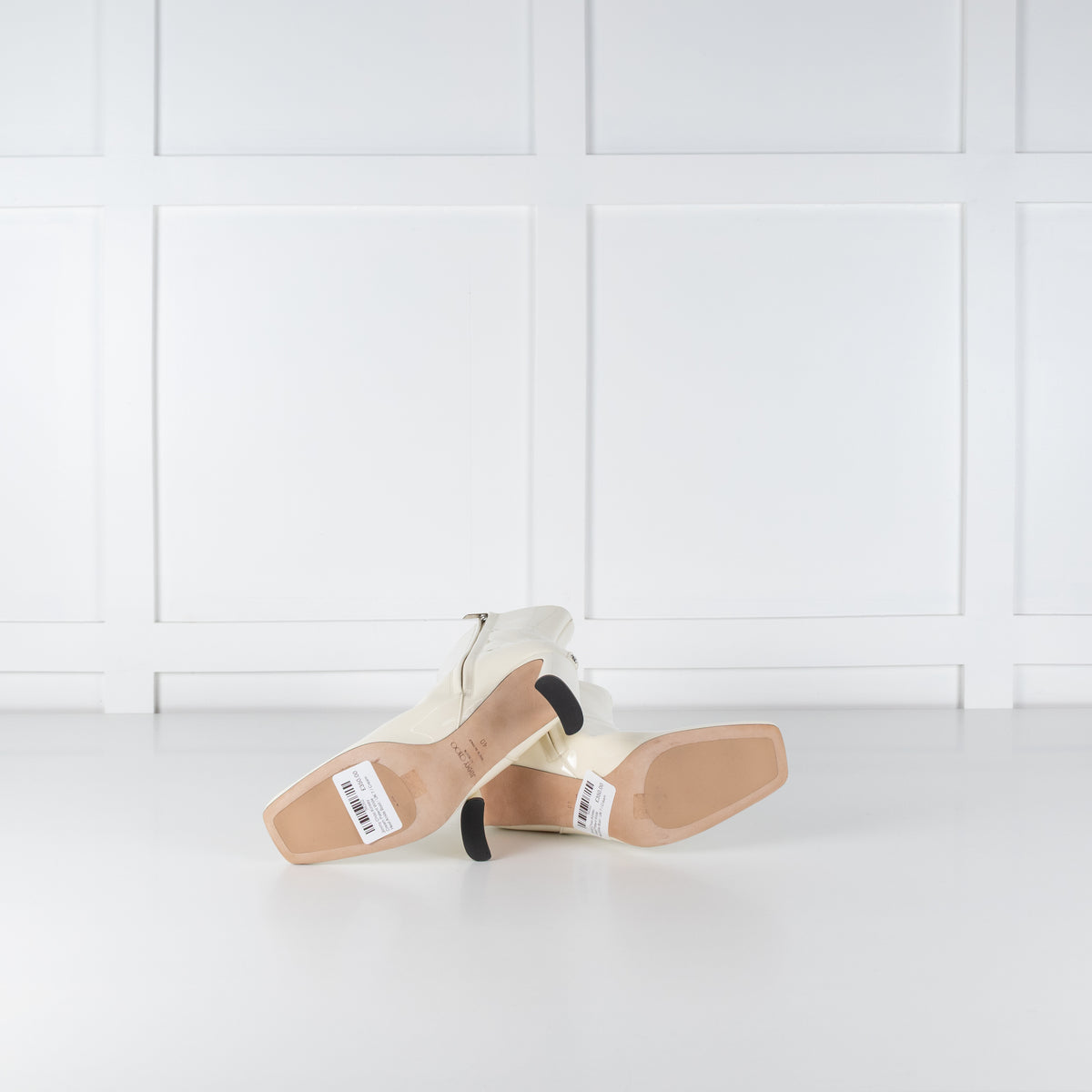 Jimmy Choo Kinsey Cream Patent Wide Heel Ankle Boot