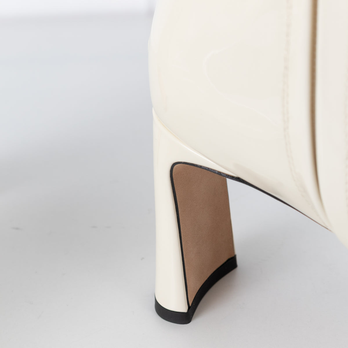Jimmy Choo Kinsey Cream Patent Wide Heel Ankle Boot