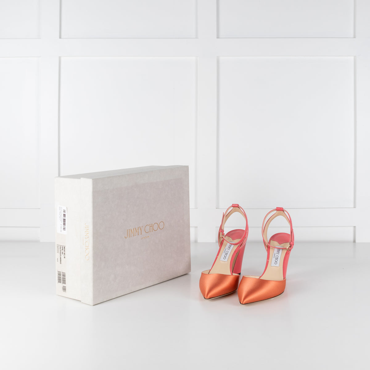 Jimmy Choo Coral and Pink Patent Micky 85 Heels