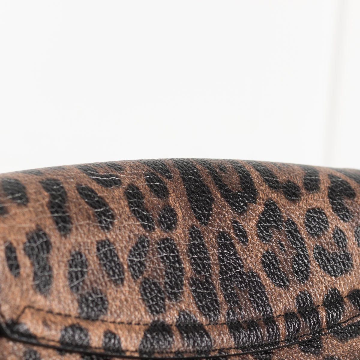 Dolce & Gabbana Brown Leopard Print Fabric Cat Heart Motif Shoulder Bag