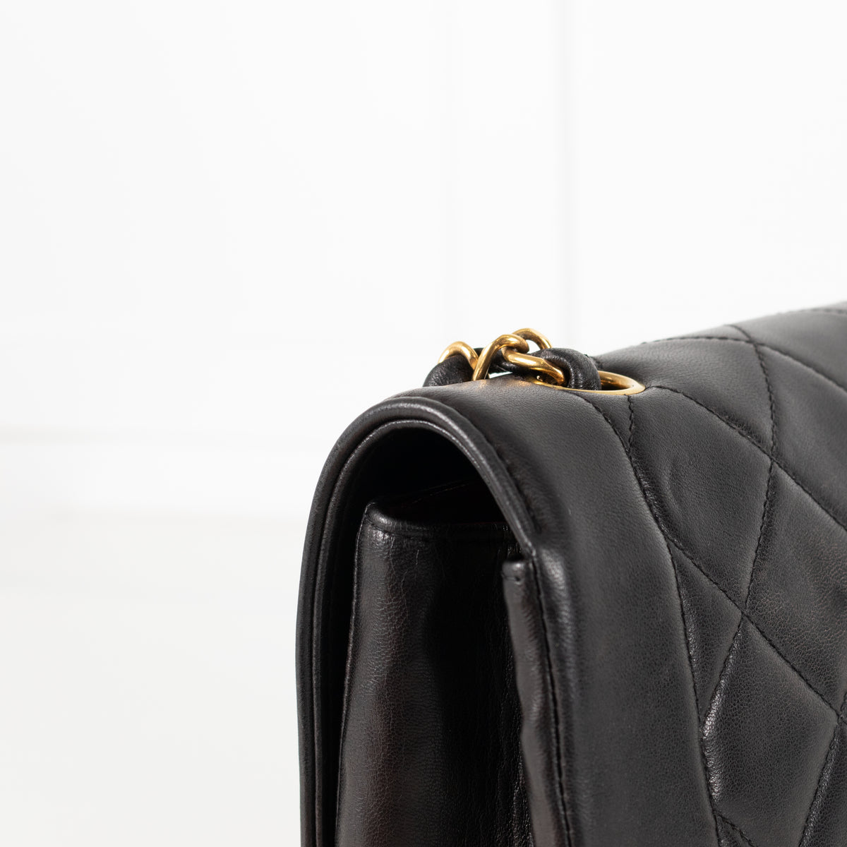 Chanel Medium Diana Matelasse Lambskin Chain Shoulder Bag in Black