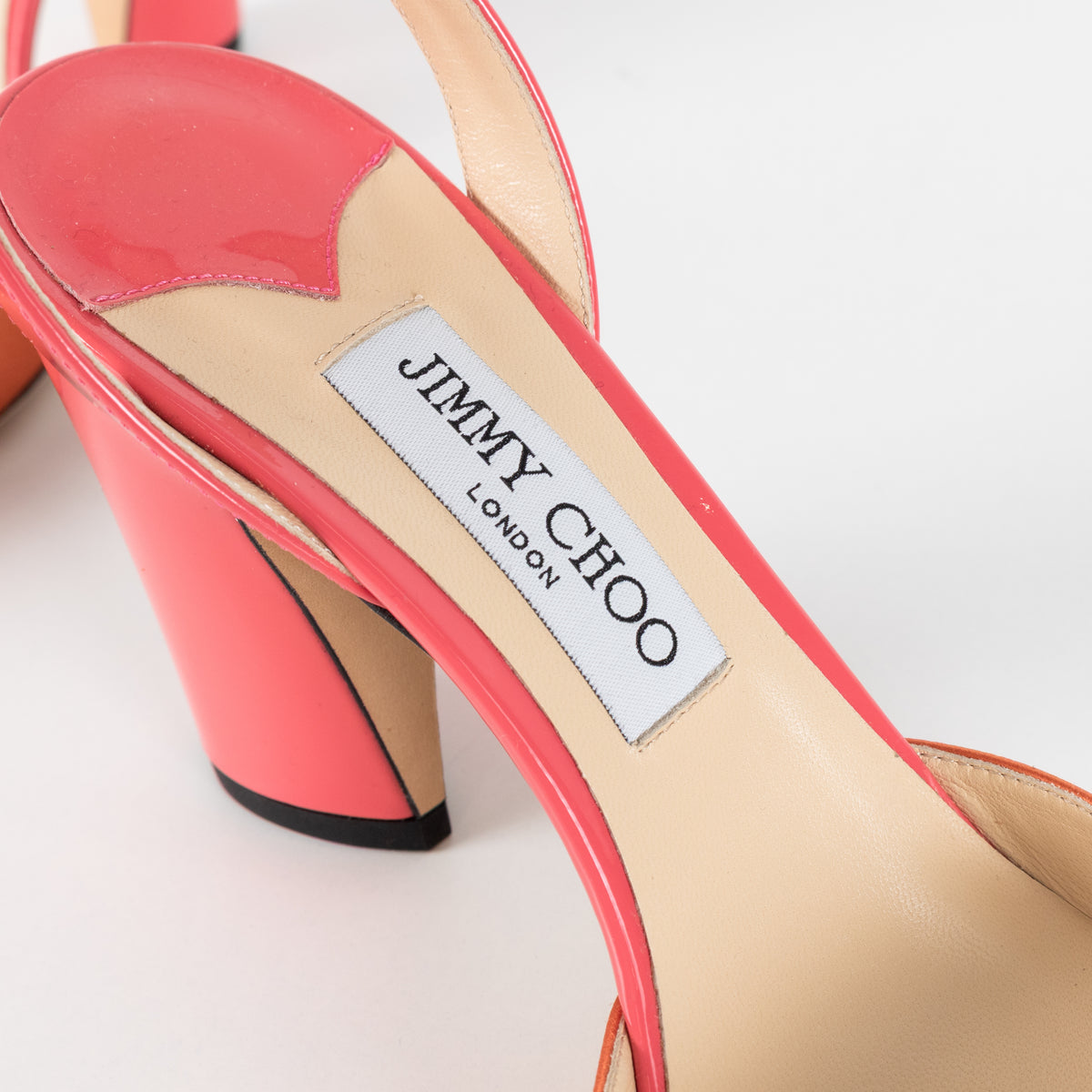 Jimmy Choo Coral and Pink Patent Micky 85 Heels