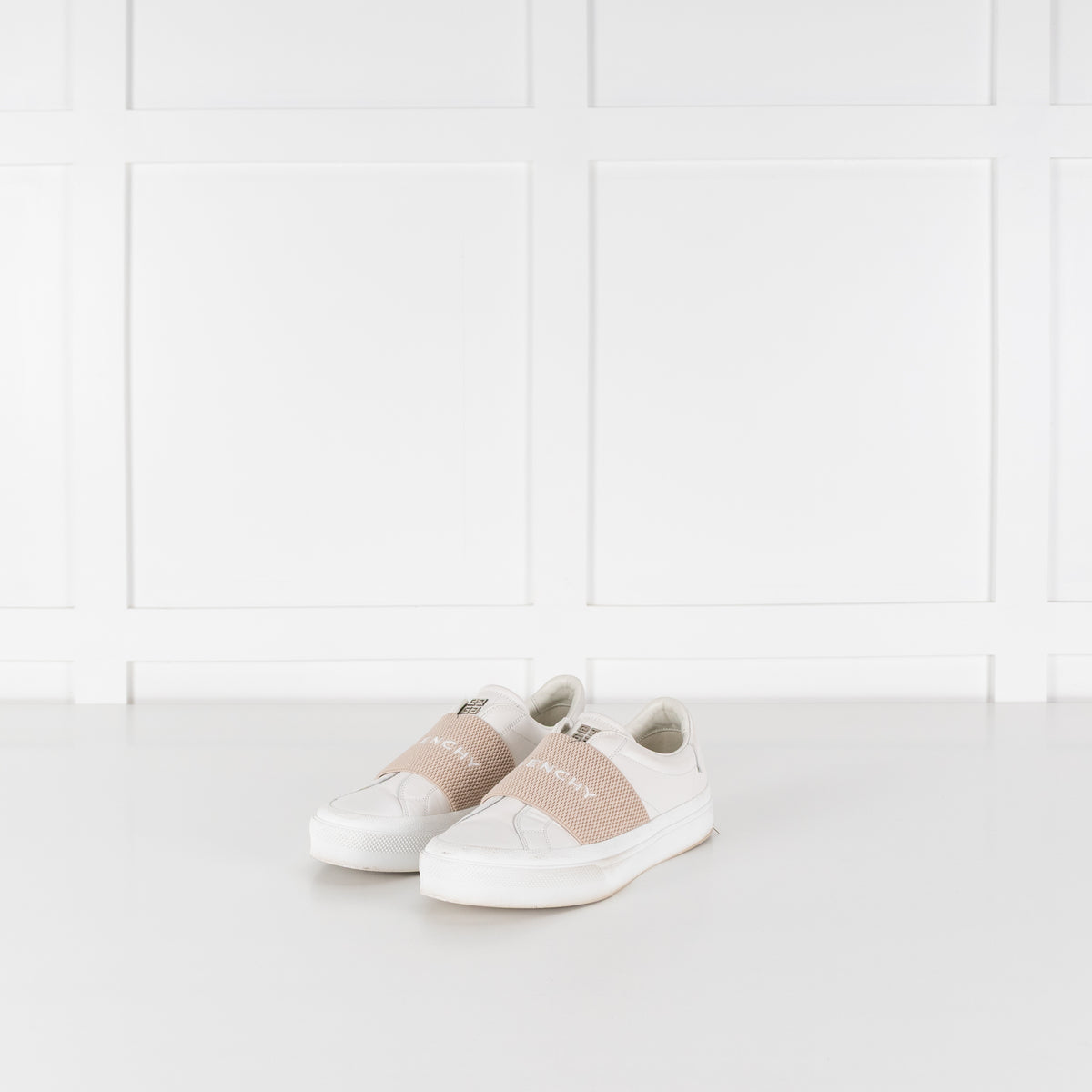 Givenchy White Beige City Sport Leather Trainers