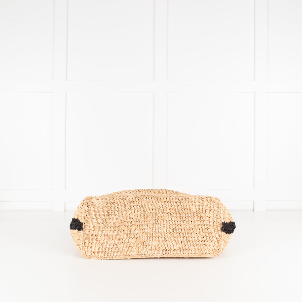 Me + Em Soft Black & Beige Raffia Tote