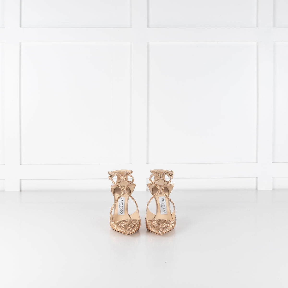Jimmy Choo Rose Gold Crystal Lancer 85 Heels
