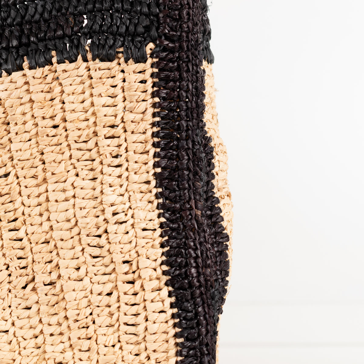 Me + Em Soft Black & Beige Raffia Tote