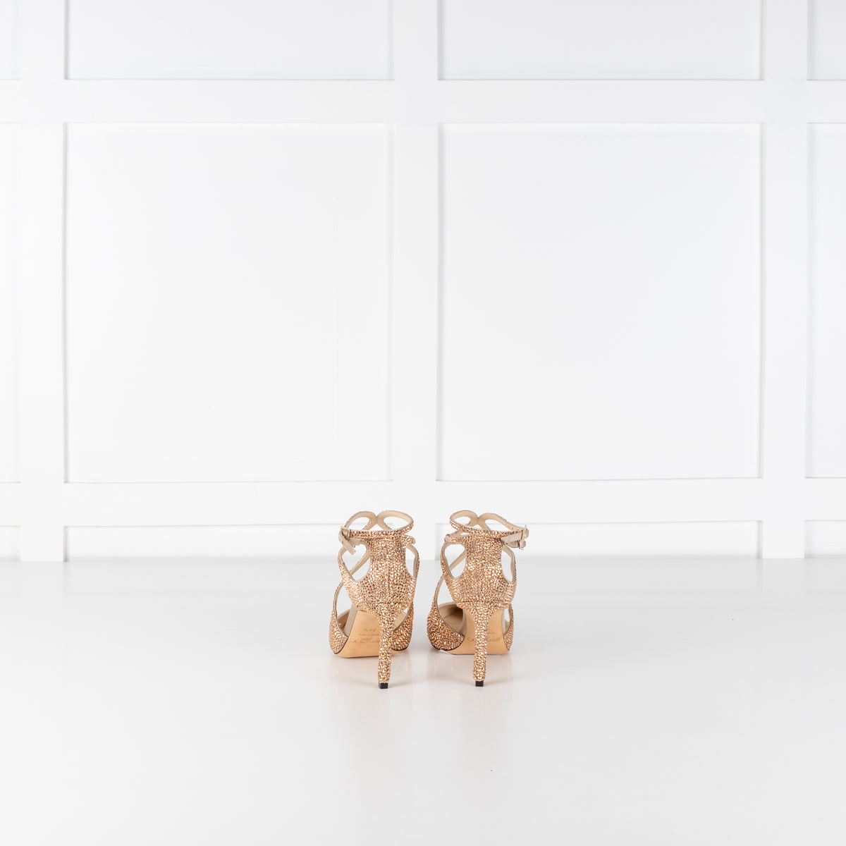 Jimmy Choo Rose Gold Crystal Lancer 85 Heels