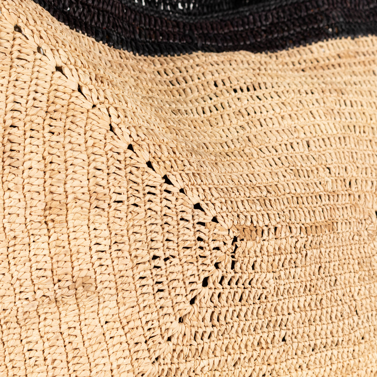 Me + Em Soft Black & Beige Raffia Tote