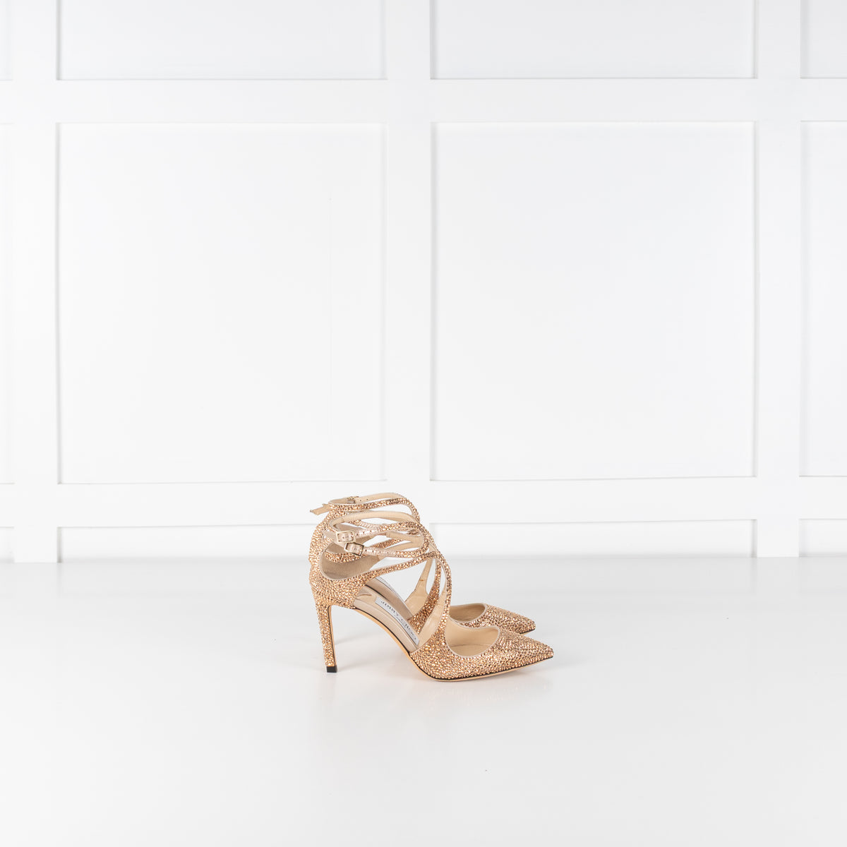 Jimmy Choo Rose Gold Crystal Lancer 85 Heels