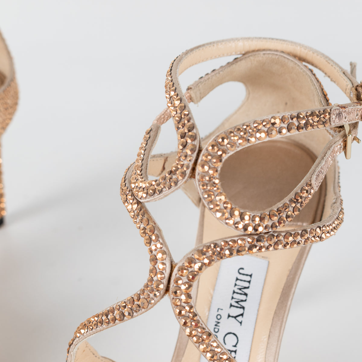 Jimmy Choo Rose Gold Crystal Lancer 85 Heels
