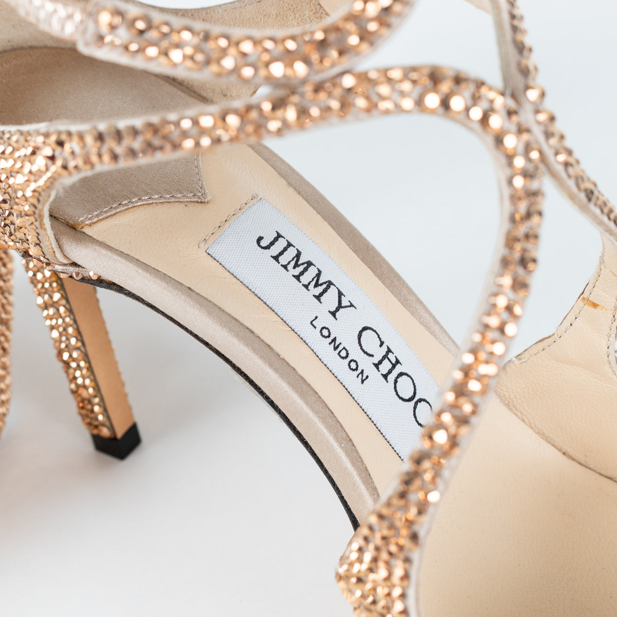 Jimmy Choo Rose Gold Crystal Lancer 85 Heels