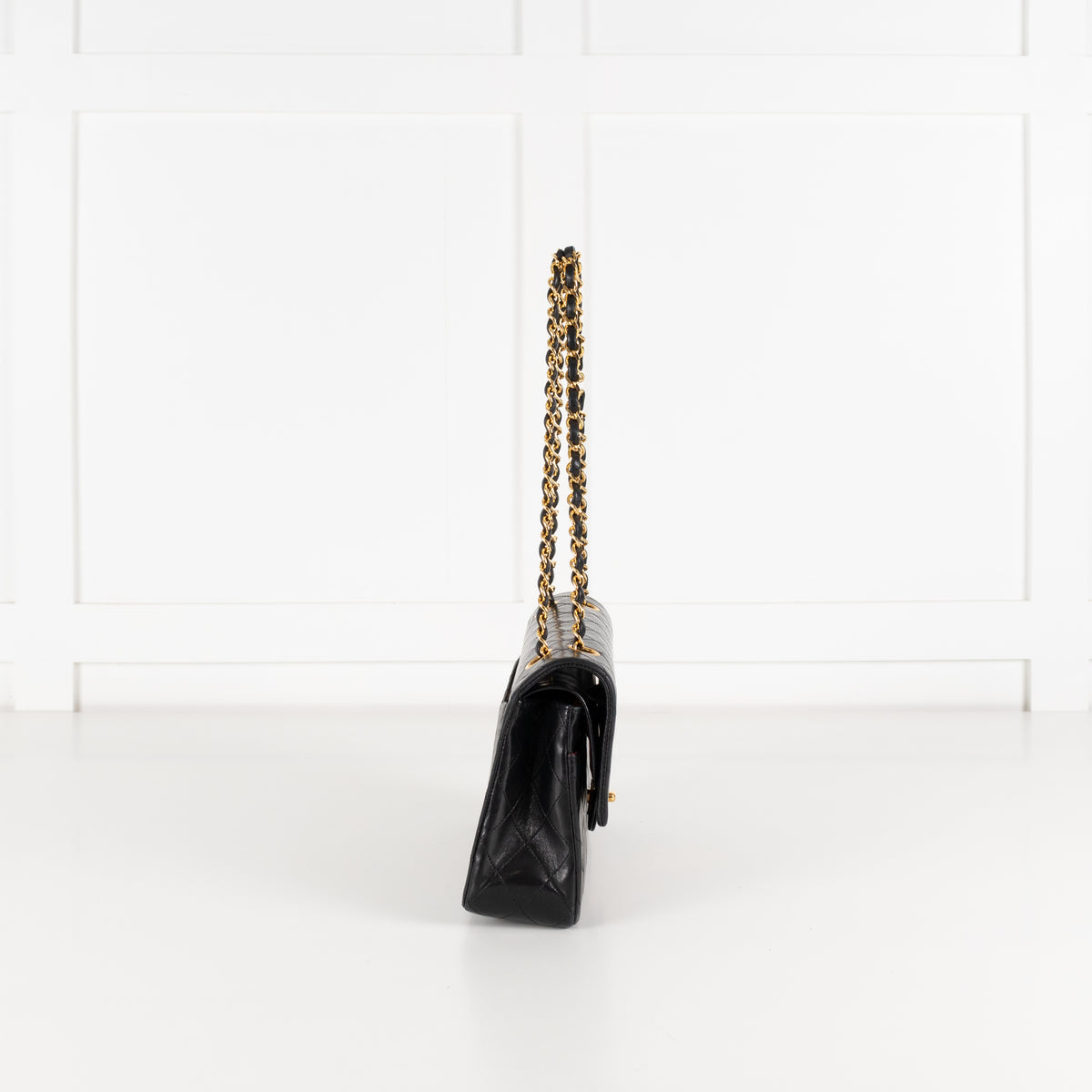 Chanel Black Vintage Series 2 Medium Double Flap bag with Gold Hardware