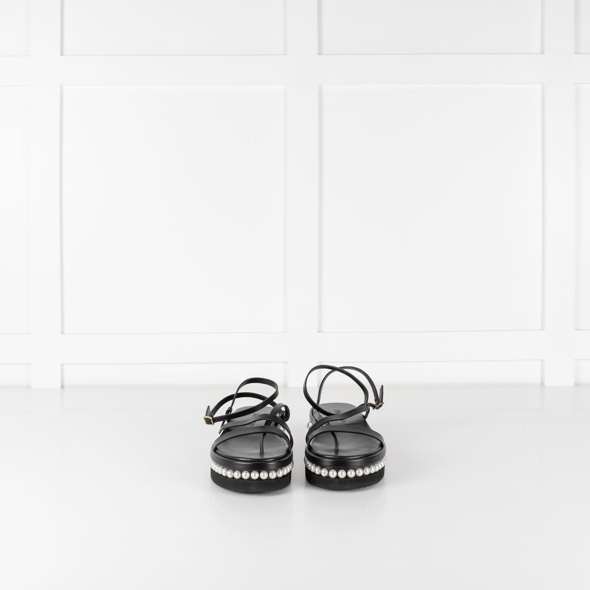 Jimmy Choo Black Pearl Sole Pine Flat Sandal