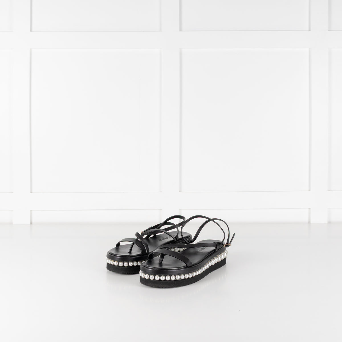 Jimmy Choo Black Pearl Sole Pine Flat Sandal