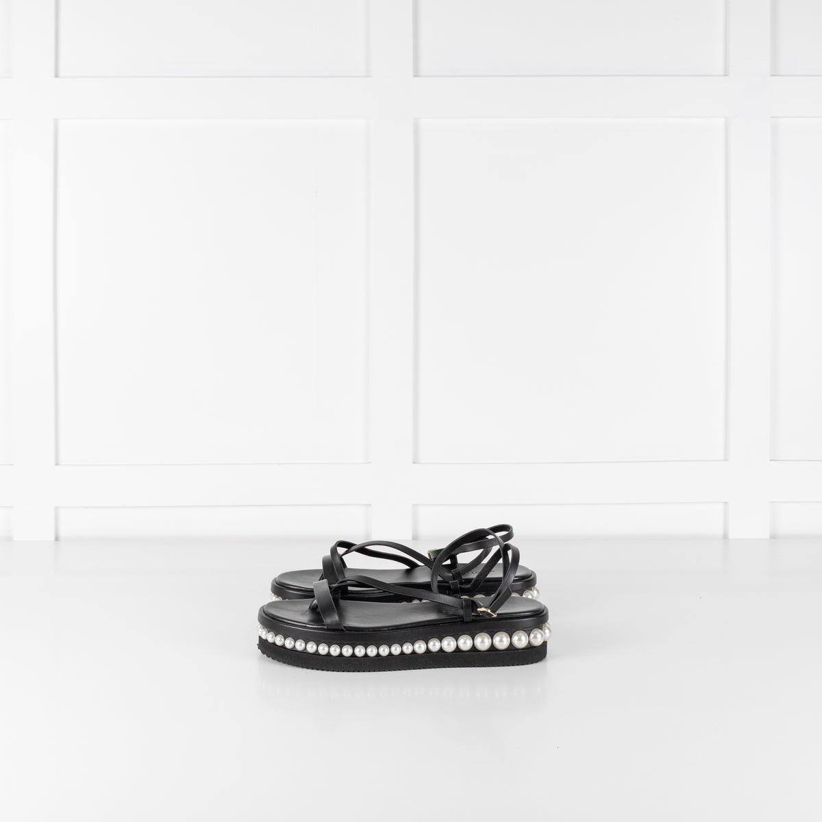Jimmy Choo Black Pearl Sole Pine Flat Sandal